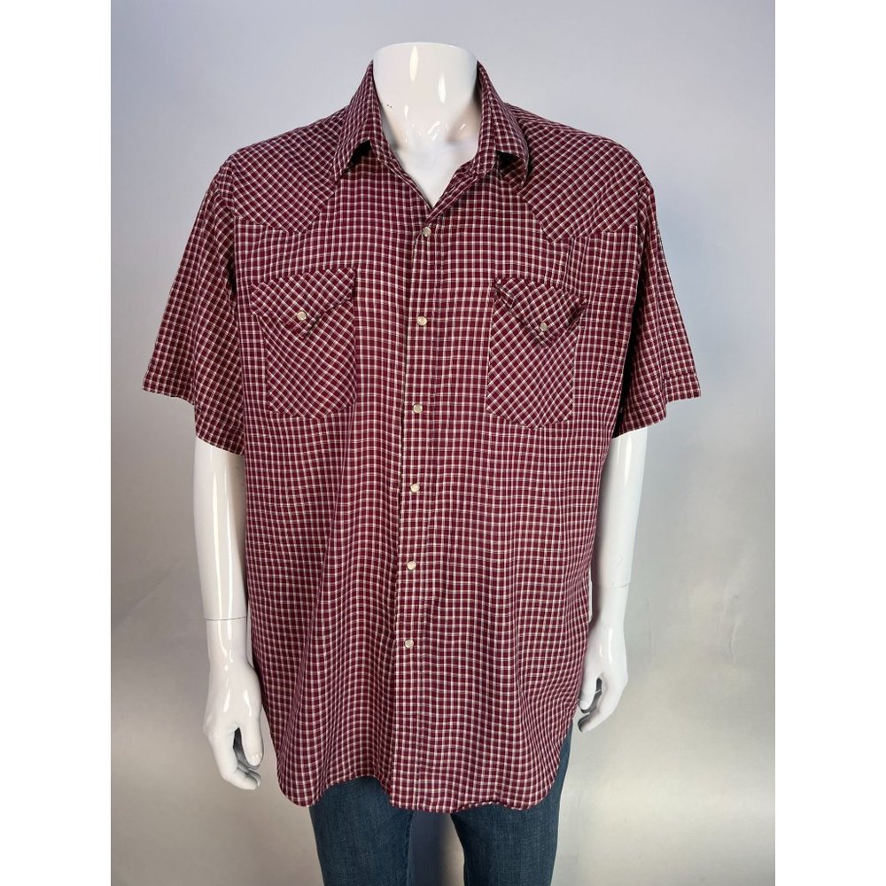Plains Western Wear  Pearl Snap Short Sleeve Shirt  XL Red  Plaid